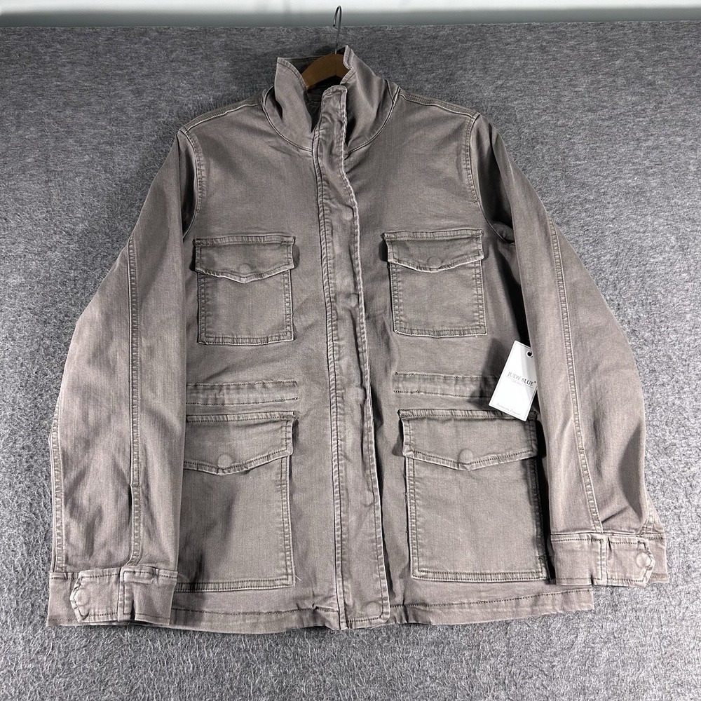 Judy Blue Won't Lose My Way Women's L‎ Utility Jacket Olive Chore Barn Stretch